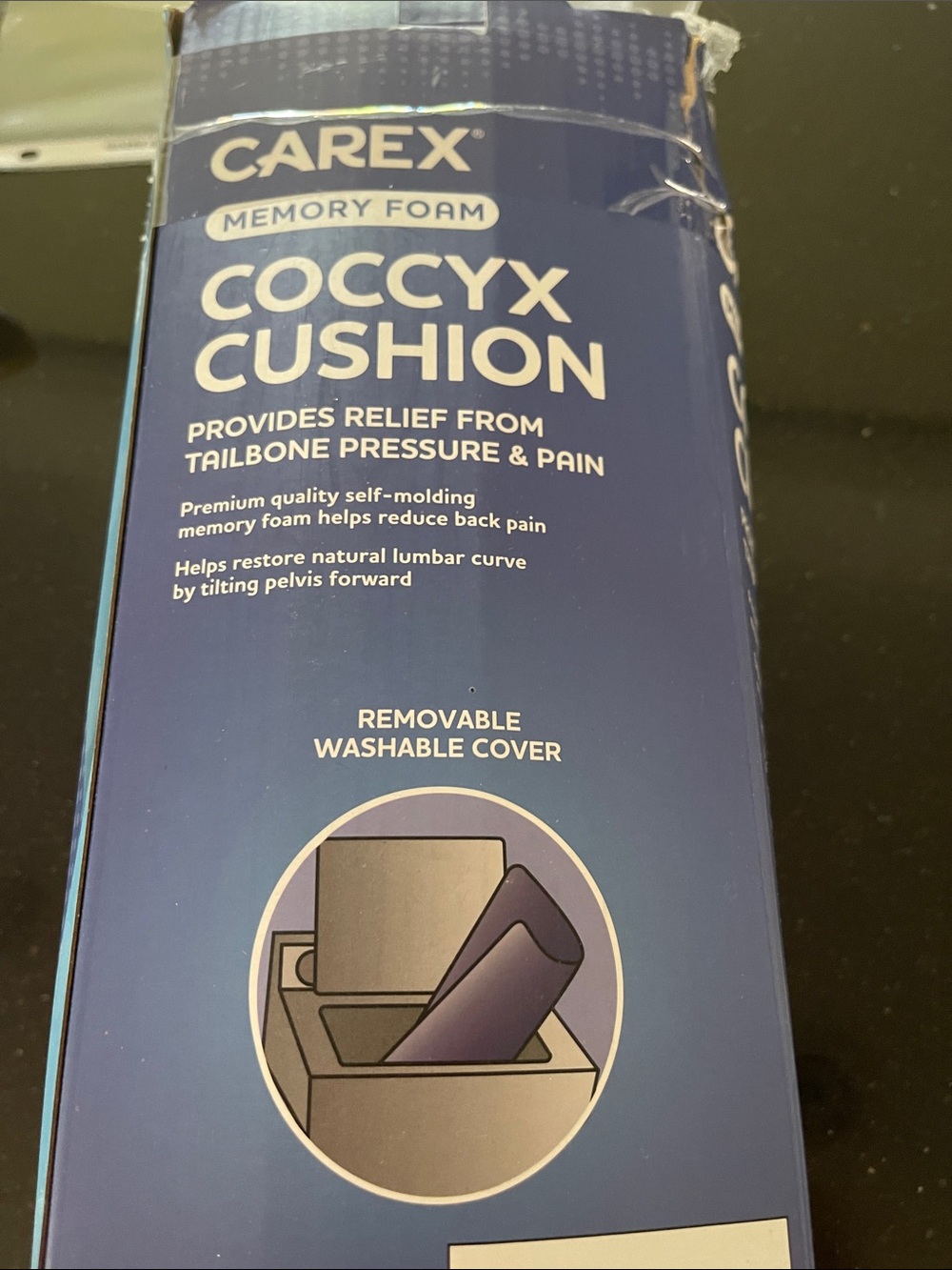 Blue Memory Foam Coccyx Cushion for Tailbone Relief